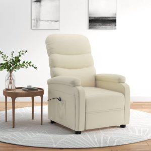 vidaXL Fauteuil elektrisch verstelbaar kunstleer crèmekleurig