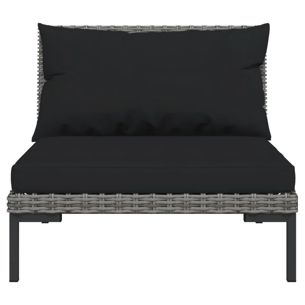 vidaXL 4-delige Loungeset met kussens poly rattan donkergrijs - Afbeelding 5