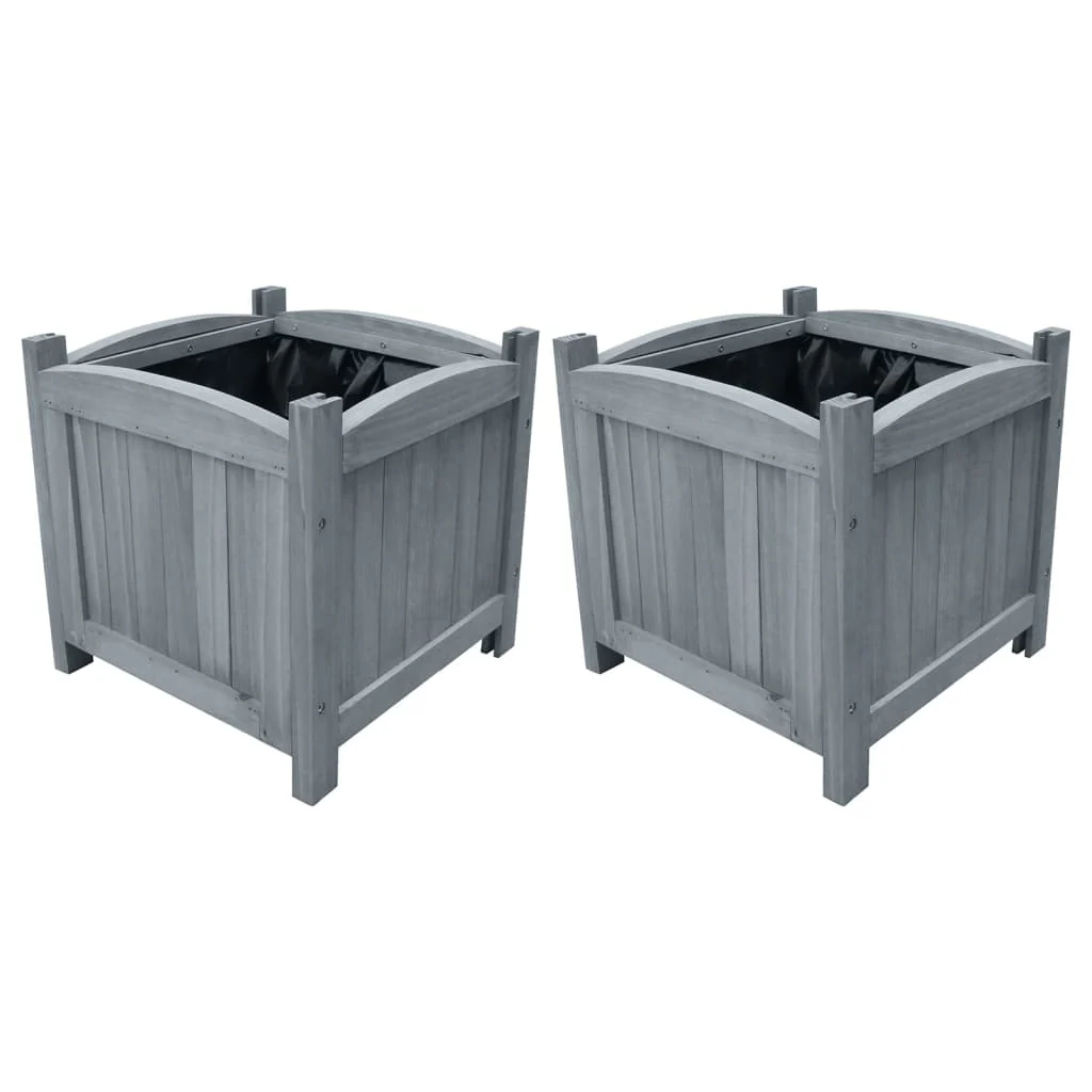 vidaXL Plantenbakken verhoogd 2 st 30x30x30 cm massief vurenhout - Afbeelding 7