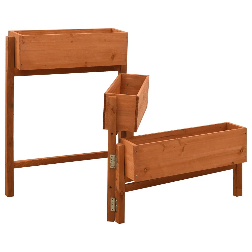 vidaXL Plantenbak inklapbaar 60x14x75 cm massief vurenhout grijs - Afbeelding 3