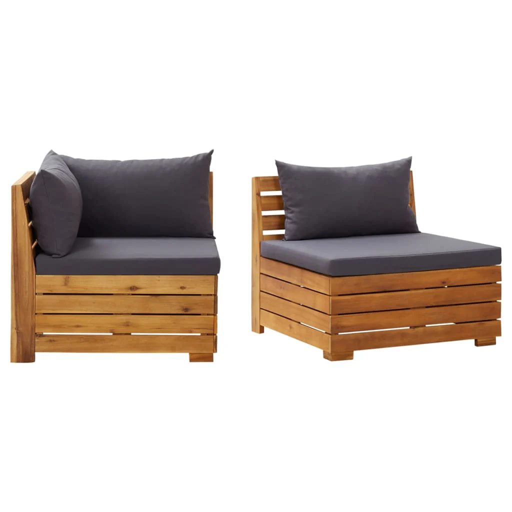 vidaXL 2-delige Loungeset met kussens massief acaciahout