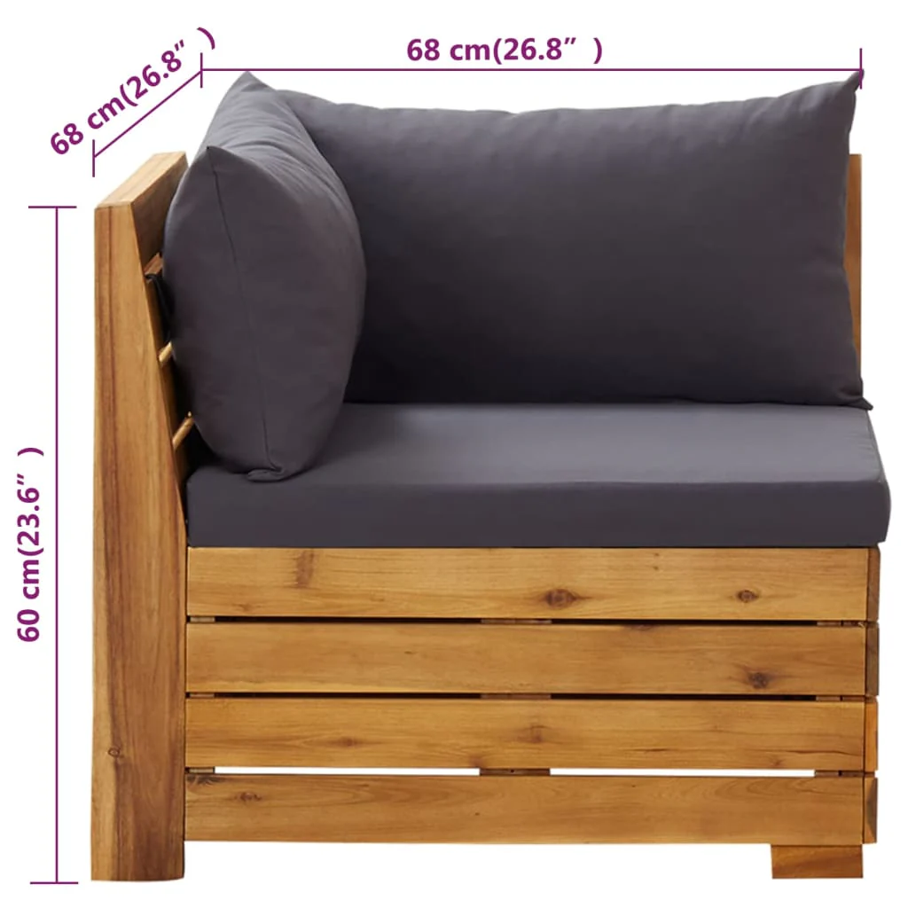 vidaXL 2-delige Loungeset met kussens massief acaciahout - Afbeelding 9