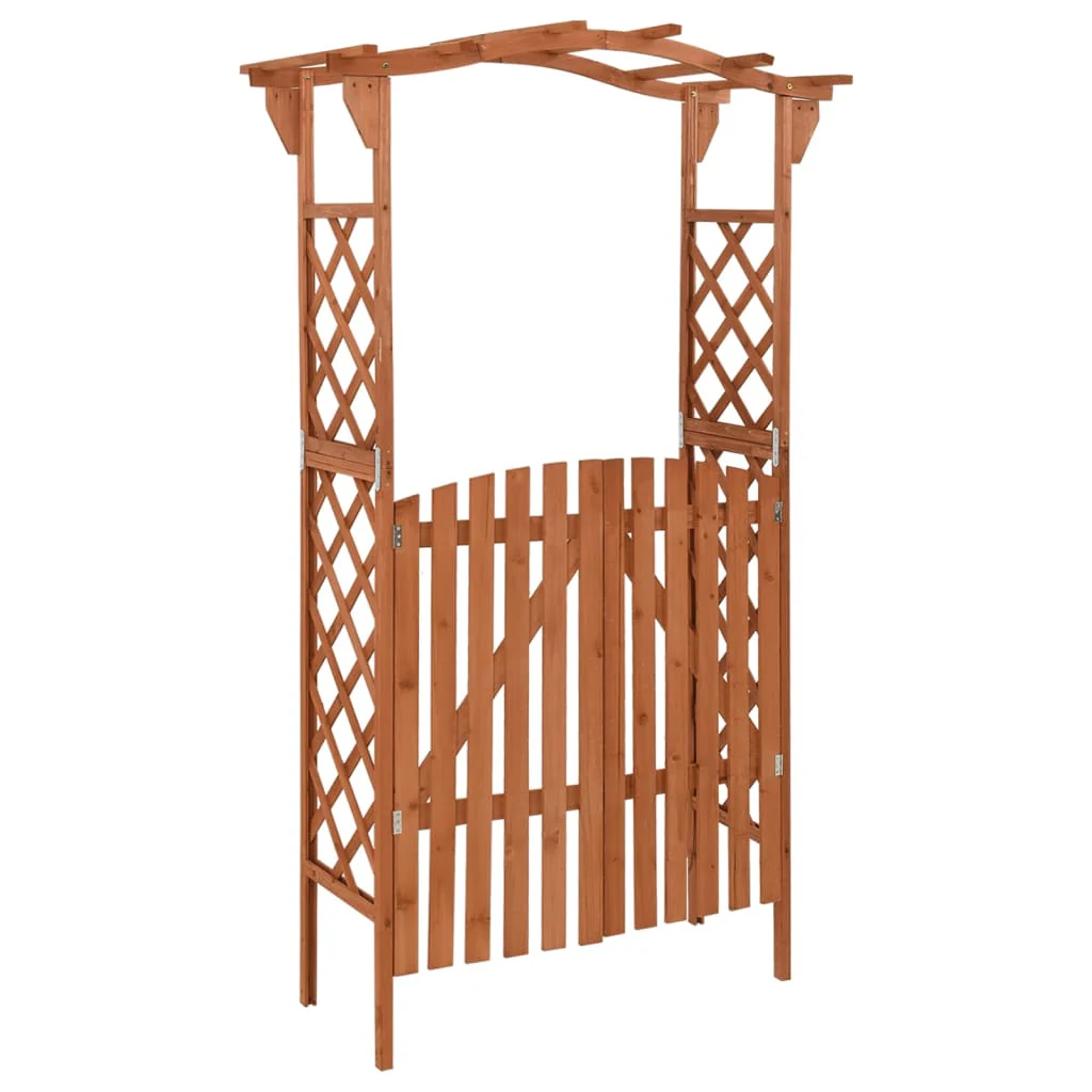 vidaXL Pergola met poort 116x40x204 cm massief vurenhout - Afbeelding 2