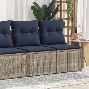 vidaXL 2-delige Loungeset met kussens poly rattan acacia grijs