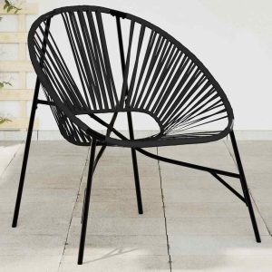 vidaXL Tuinstoel Egg poly rattan zwart wit