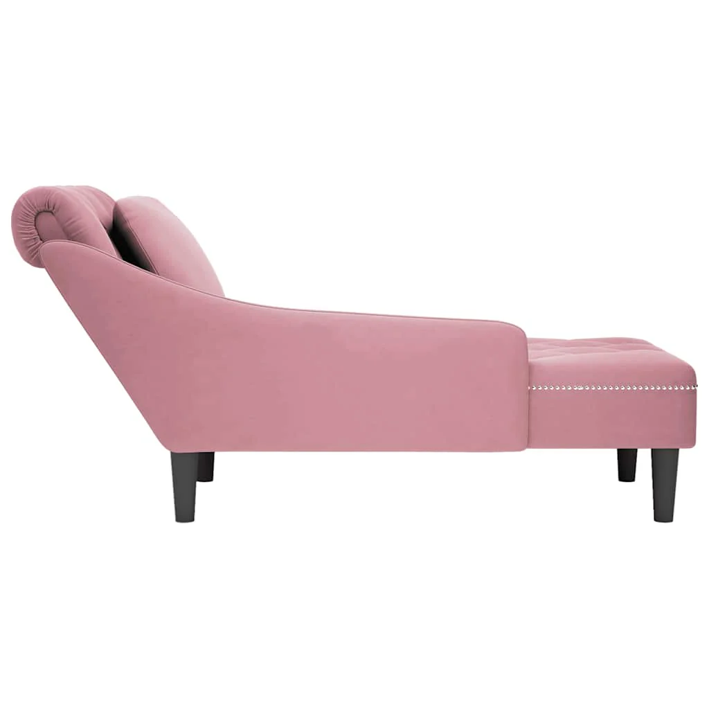 vidaXL Chaise longue met kussen en rechterarmleuning fluweel geel - Afbeelding 6