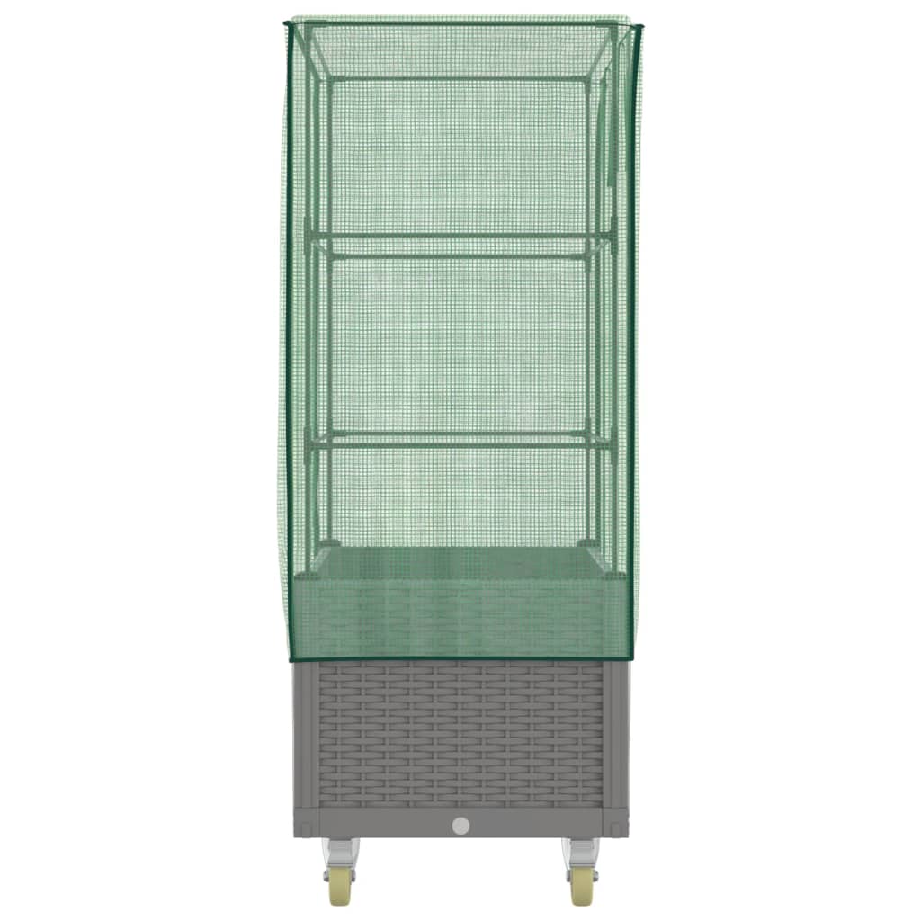 vidaXL Plantenbak verhoogd met hoes en wielen 80x50x182 cm rattanlook - Afbeelding 6