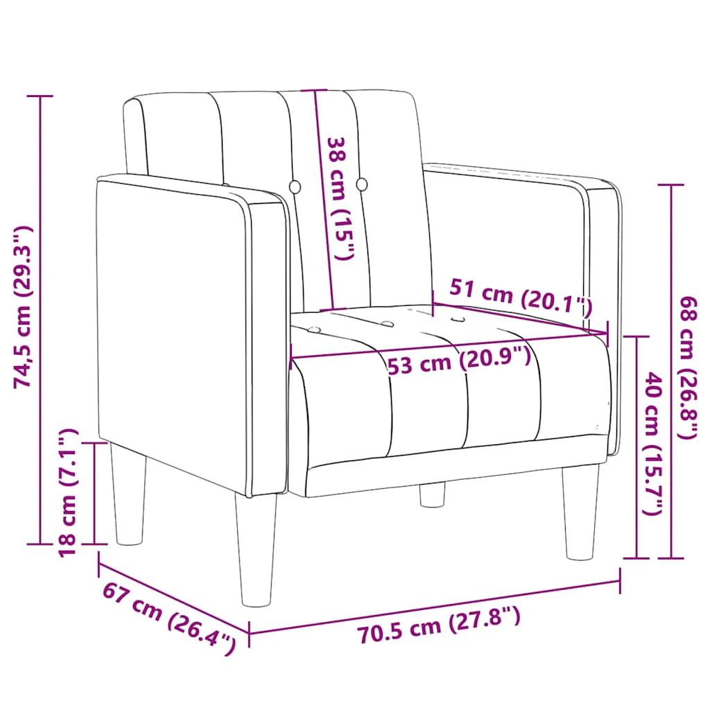 vidaXL Fauteuil met armleuningen 53 cm stof donkergrijs - Afbeelding 9