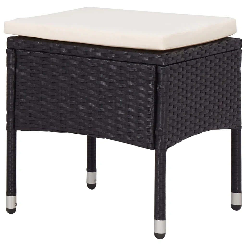 vidaXL 5-delige Tuinset poly rattan en glas zwart - Afbeelding 5