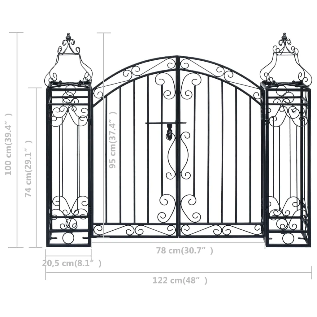 vidaXL Poort decoratief 122x20,5x100 cm smeedijzer - Afbeelding 7