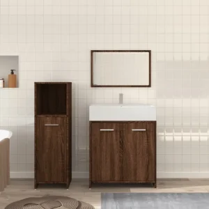 Badhkamermeubelset met lage kast van bewerkt hout voor opbergruimte