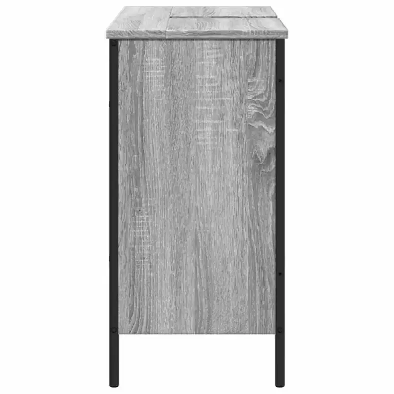 Badkamerkaptafel in grijs sonoma met bewerkt hout en stevige constructie - Afbeelding 8