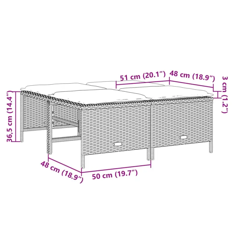 Comfortabele tuinpoefs met poly rattan en wasbare hoes - Afbeelding 8