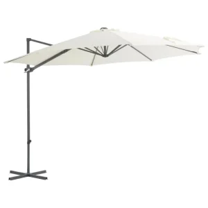 Elegante hangende parasol met stalen paal voor schaduw en UV-bescherming