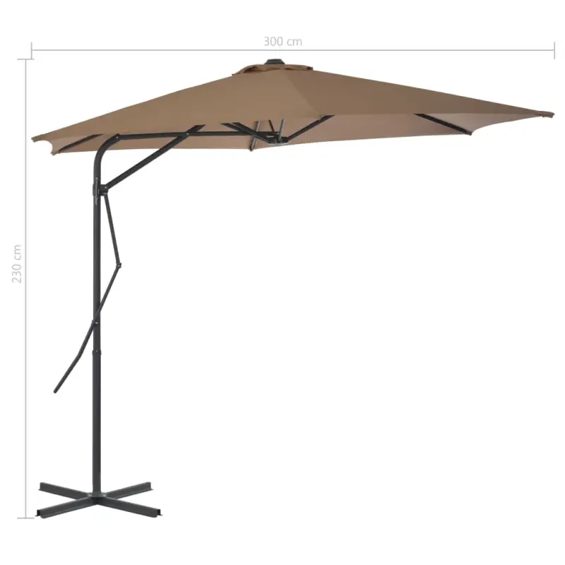 Elegante parasol met stalen paal en 360 graden draaien voor schaduw - Afbeelding 8