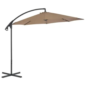 Elegante zweefparasol met stalen paal voor schaduw en uv-bescherming