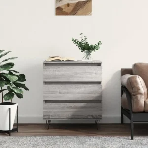 Grijze Sonoma Dressoir met bewerkt hout en ijzeren poten