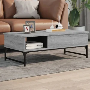 Grijze Sonoma salontafel met bewerkt hout en verstelbare poten