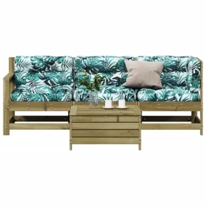 Houten loungeset met gelat ontwerp van geïmpregneerd grenenhout