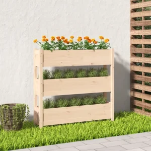 Houten plantenbak van massief grenenhout voor binnen en buiten gebruik