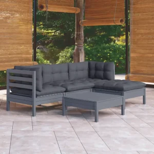 Houten tuinmeubelset met massief grenenhout en comfortabele kussens