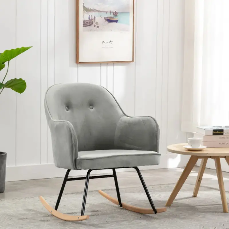 Moderne fluwelen schommelstoel met ijzeren frame voor comfort - Afbeelding 2