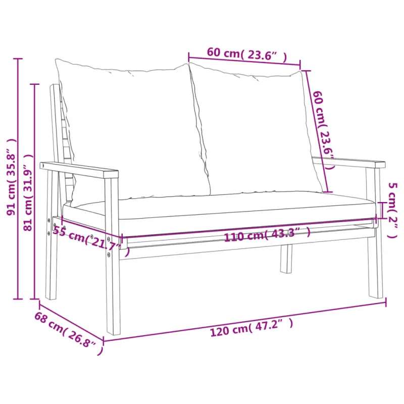 Modulaire tuinbank van massief acaciahout voor een comfortabele zitervaring - Afbeelding 9
