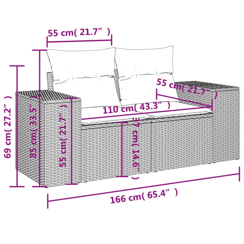 Modulaire tuinbanken met beige materiaal en gepoedercoat staal afmetingen - Afbeelding 9