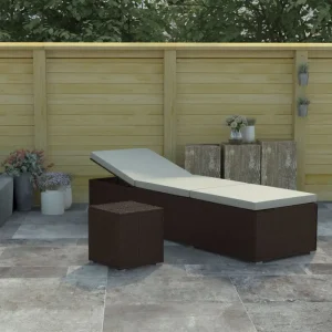 Poly rattan ligstoel met gepoedercoat stalen frame voor ontspanning