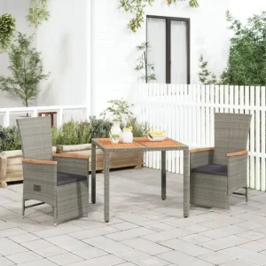 Trendy tuinset met poly rattan en verstelbare tuinstoel van massief acaciahout