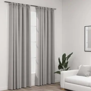 Verduisterende linnen-look gordijnen met metalen haken voor privacy