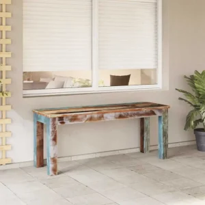 Vintage opberg- en halbankje van massief gerecycled hout